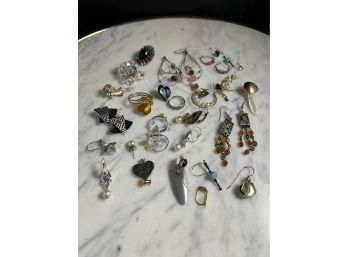 Assortment Of Jewelry In Small Red Heart Jewley Box