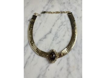 Whiting And Davis Gorgeous Mesh Choker With Iridescent Stone