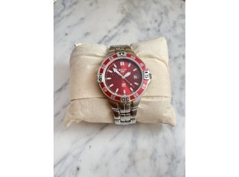 Mens Relic Wet ZR11665 Red Dial Stainless Steel Watch