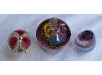 (3) Glass Paperweights / Collectibles