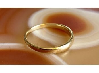 14K Gold Wedding Band With Personalized Engraving, Size 4.25, Total Weight 0.046 Oz