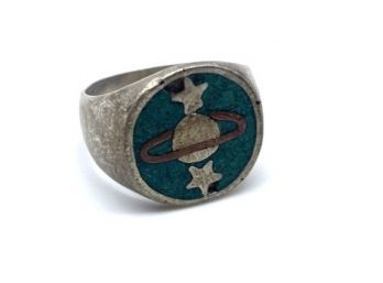 Solar System Detailed Ring, Stamped MEXICO And Unknown Stamp On Inside.