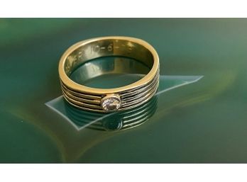 Gold Color Mens Wedding Ring With Personalized Engraving, Size 10.75, Total Weight 0.232