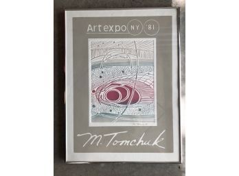 Signed M. Tomchuk Embossed Collagraph Art Expo 1981 Framed (18 1/2 X 24 1/2)