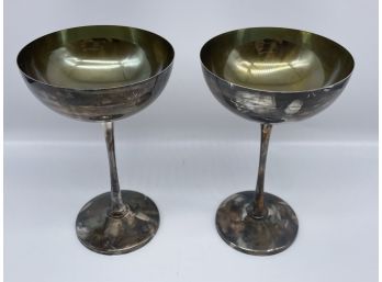 Vintage Pair Of Silver Plated Wine Goblets
