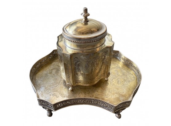 Beautiful Metal Tray With Matching Food Safe Container And Lid