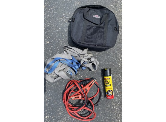 Auto Boss Roadside Kit With Tow Straps, Jumper Cables And Flat Fixer