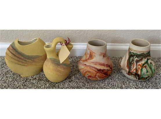 (4) Native Pottery Collection Including An Indian Wedding Vase