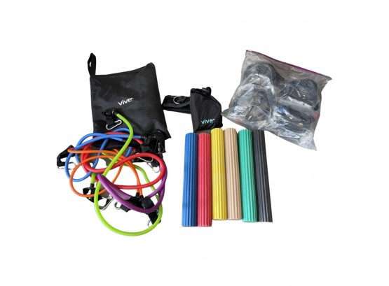 At Home Exercise Equipment! Cando Flexible Resistance Bars, And  Multiple Strength Resistance Bands By Vive