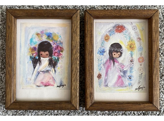 Matching Pair Of Prints, Colorful Girl, By DeGrazia