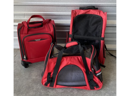 3 Piece Luggage Set, Including Two Pet Carriers