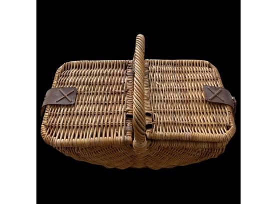 Picnic Basket Full Of White Dishes
