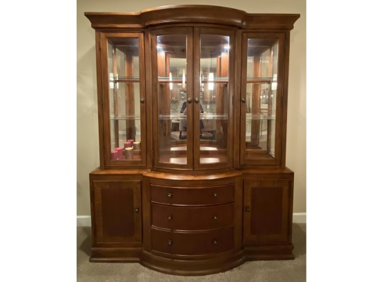Classic China Cabinet With Rounded Center And Display Lights