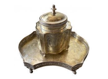 Beautiful Metal Tray With Matching Food Safe Container And Lid