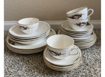 Martha Washington China Set, Place Setting Of 4, Beautiful Classic Floral Design