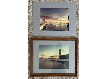 (2) Alike Photographs In Mat Frame, Bridges And Cities