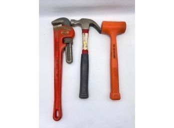 Variety Of Tools: Dead Blow Hammer, Pipe Wrench