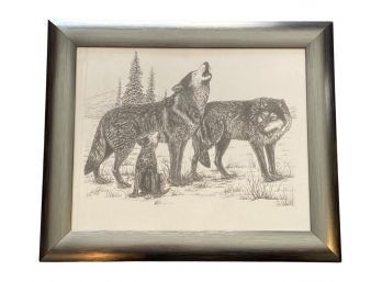 Framed Wolf Pack Print By Wendy Smith-Griswold (12x10)