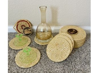 Various Hand Crafted Decor: Coasters, Colored Glass And More!