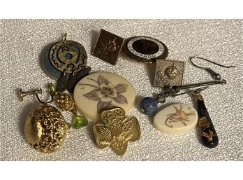 Mismatched Jewelry Pieces Plus Various Pins
