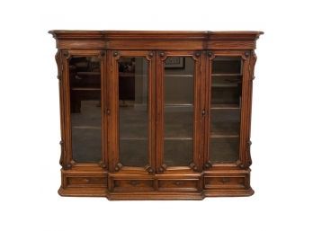 19th Century Victorian Bookcase / Display Cabinet With Key