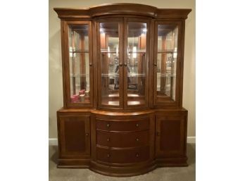 Classic China Cabinet With Rounded Center And Display Lights