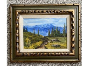 Oil On Canvas In Frame, Mountain Landscape