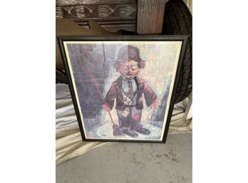 Clown With Broom Poster By Michele, Framed (18 1/4 X 22 1/4)