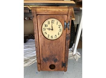 Hanging Wall Clock Cabinet, Battery Powered (13 1/2 X 5 1/2 X 30)