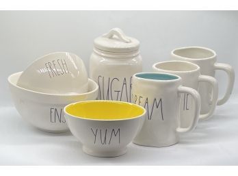 Three Bowls, Sugar Canister, Three Large Mugs - Rae Dunn Collection
