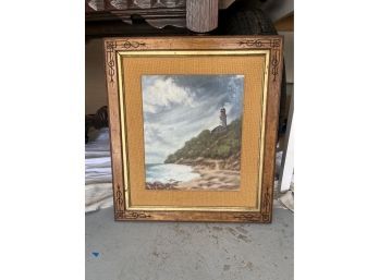 Signed Lighthouse Painting M. Anderson, Framed (19 1/2 X 22)