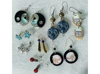 Eight Pair Of Whimsical & Colorful Pierced Earrings