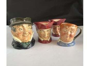 Four Vintage Royal Doultan Small Character Mugs Collection (Boy, Cardinal 2, Capn Cuttle)