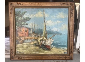 Vibrant Framed Sailboat Painting (21 1/2 X 19 1/2)