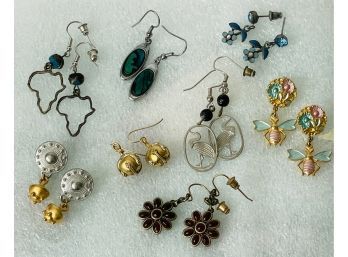 8 Pair Of Fabulous Fashion Pierced Earrings, Some With Gemstones