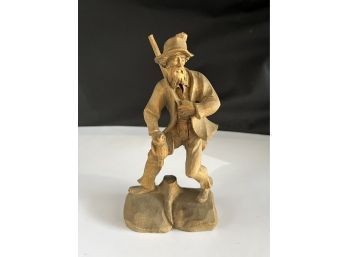 Werner Hartle Wooden Hunter Figurine Stamped