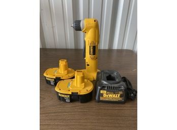 DeWalt 3/8in (10mm) VSR Cordless Right Angle Driver With Matching 18V Batteries (2) And Charging Station