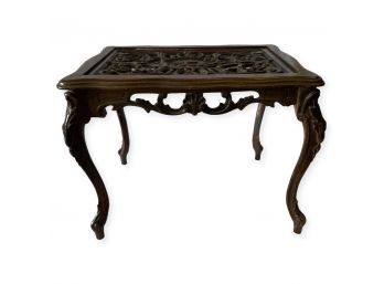 Beautiful Hand Carved Wooden End Table (24x19x18) One Loose Leg