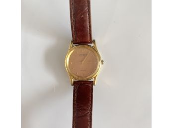 America Perry Ellis APE1202A Watch, Faux Leather Brown Adjustable Strap, Some Slight Scratches On Front