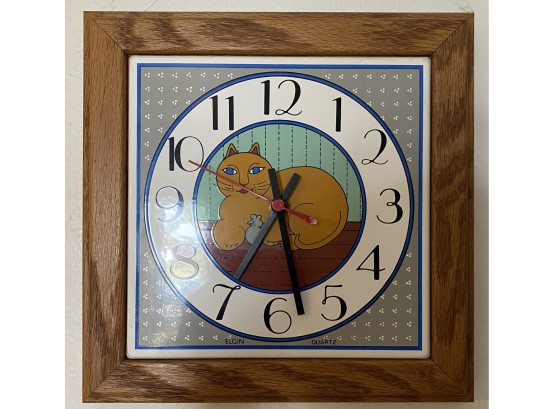 Ceramic Tile Cat Clock