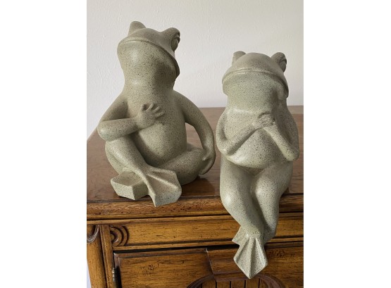 Pair Of Adorable Frog Statues Purchased From Foleys. Approximately 10 Inches Tall Each