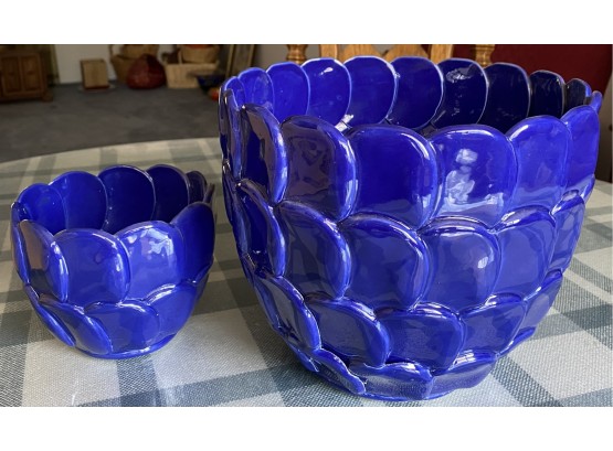 (2) Matching Blue Bowls, Made In Italy