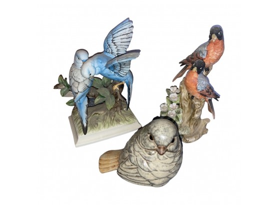 Hand Painted Porcelain Bird Figurines From Japan And Small Ceramic Bird