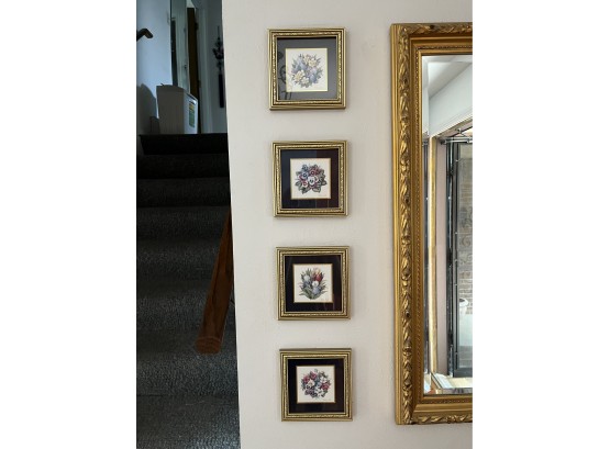 Collection Of Small Decorative Floral Prints Framed, (Each 6 X 6)