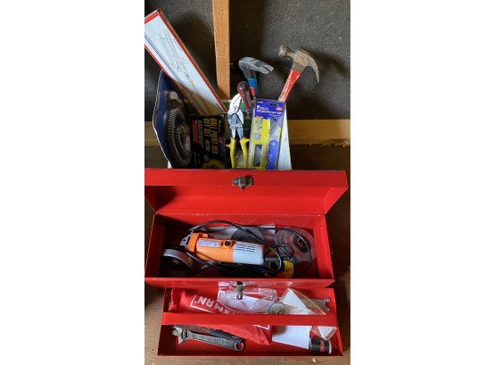 4 Inch Angle Grinder With Miscellaneous Tools And Box