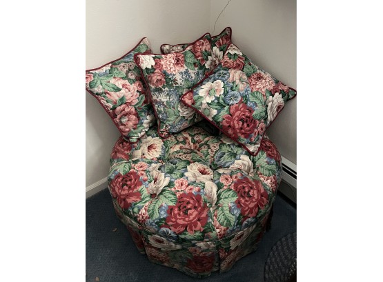 Vintage Floral Ottoman And Matching Pillows Collection