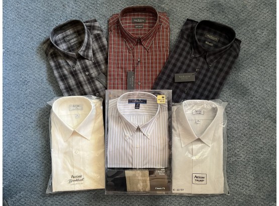 Collection Of Mens Button Up Dress Shirts, Unworn, Size M 16-32/33, Croft & Barrow, Vanheusen