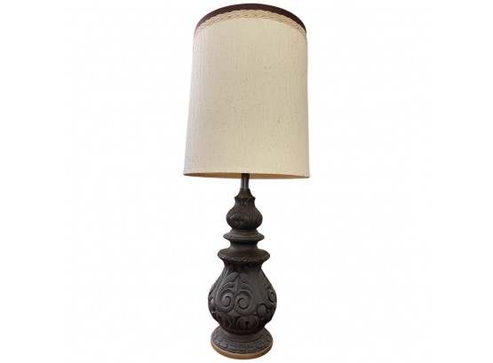 Stunning Carved Wood/ceramic Table Lamp