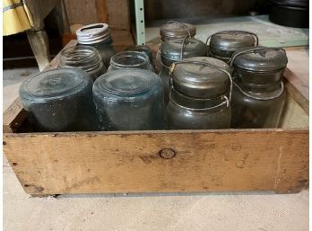 Decorative Vintage Jars And Crate