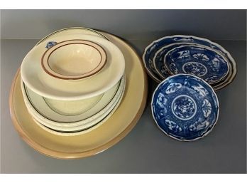Oval Stoneware Plates And Beautiful Blue Plates. No Sets